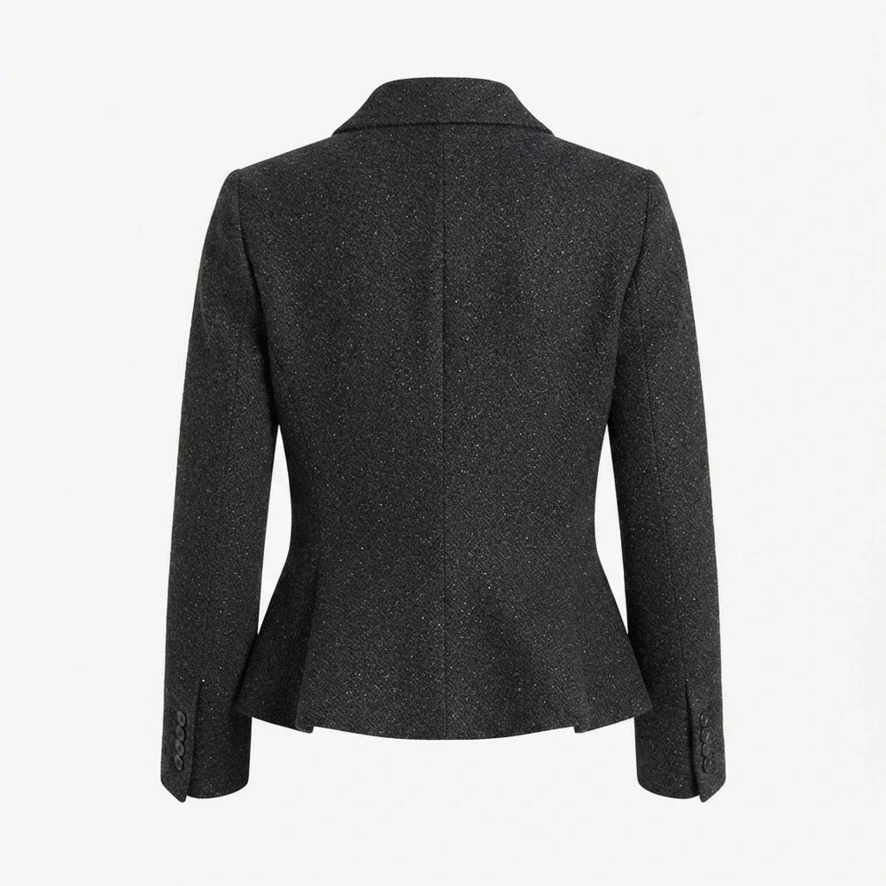 Lauren Ralph Lauren Womens 10 Dark Gray Wool Blend Button Up Blazer Jacket - IW